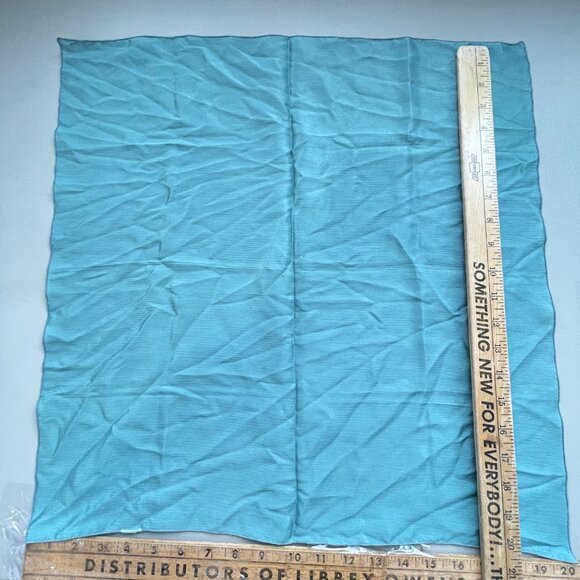 Vintage Square Scarf Lightweight Textured Blue Neck Wrap Bandana Retro - Picture 3 of 5